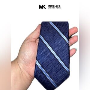 MICHAEL Michael Kors mens striped houndstooth tie-black and blue